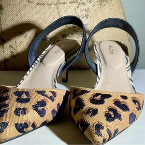 Aldo 1” heels animal print Cheetah Kitten Heels